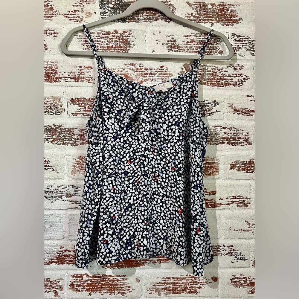 LOFT Outlet Tank Top Ditsy Floral Patriotic Red White Blue Size MP